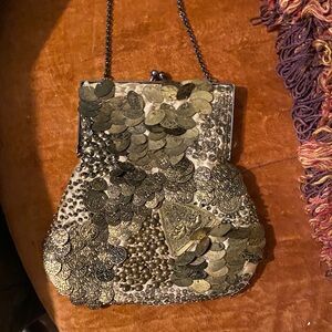 Antique Gold Beaded Clutch